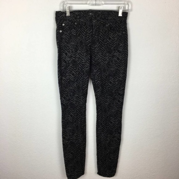 7 for all Mankind Black Printed Skinny Jeans - Picture 1 of 7